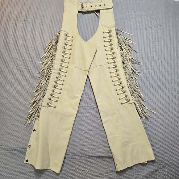 Sunriders Other - Sunriders XS Western Wear Vintage Cream Leather Fringe Chaps